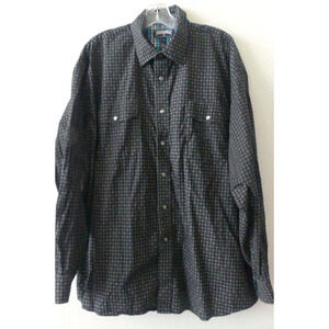 Panhandle Slim Men's XL Pearl Snap Western Shirt Black Print Flap Pocket USA